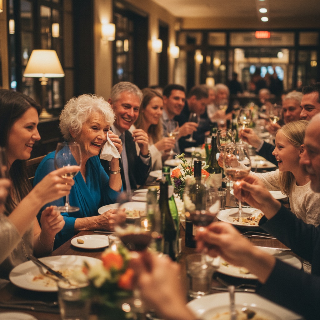 Couple and guests celebrating a milestone anniversary